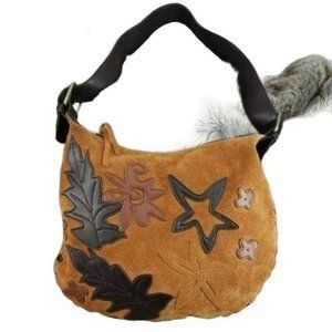Bisou Bisou Michele Bohbot genuine tan suede small shoulder purse‎